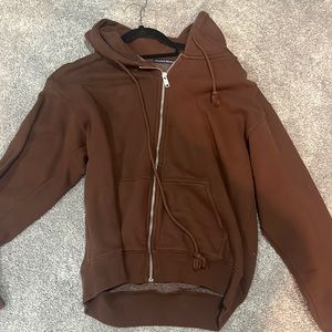 Chocolate Brown Brandy Melville Zip Up Sweatshirt